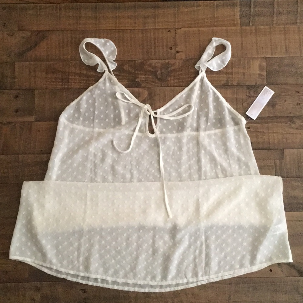 White Heart-Patterned Babydoll Slip Dress - NEW